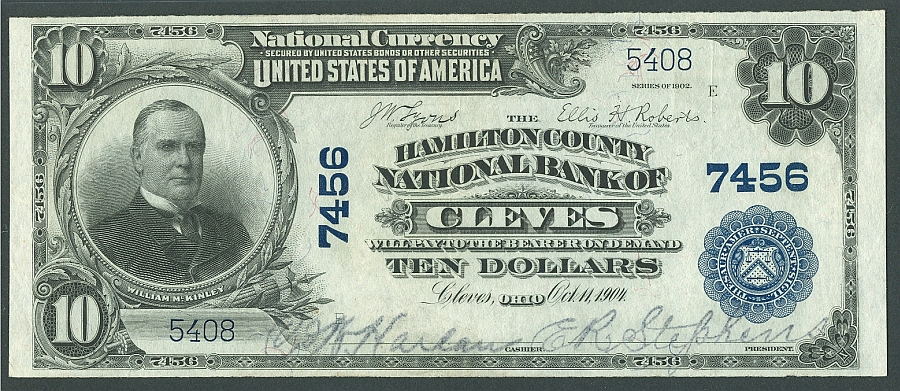 Cleves, Ohio, Ch.#7456, 1902PB $10